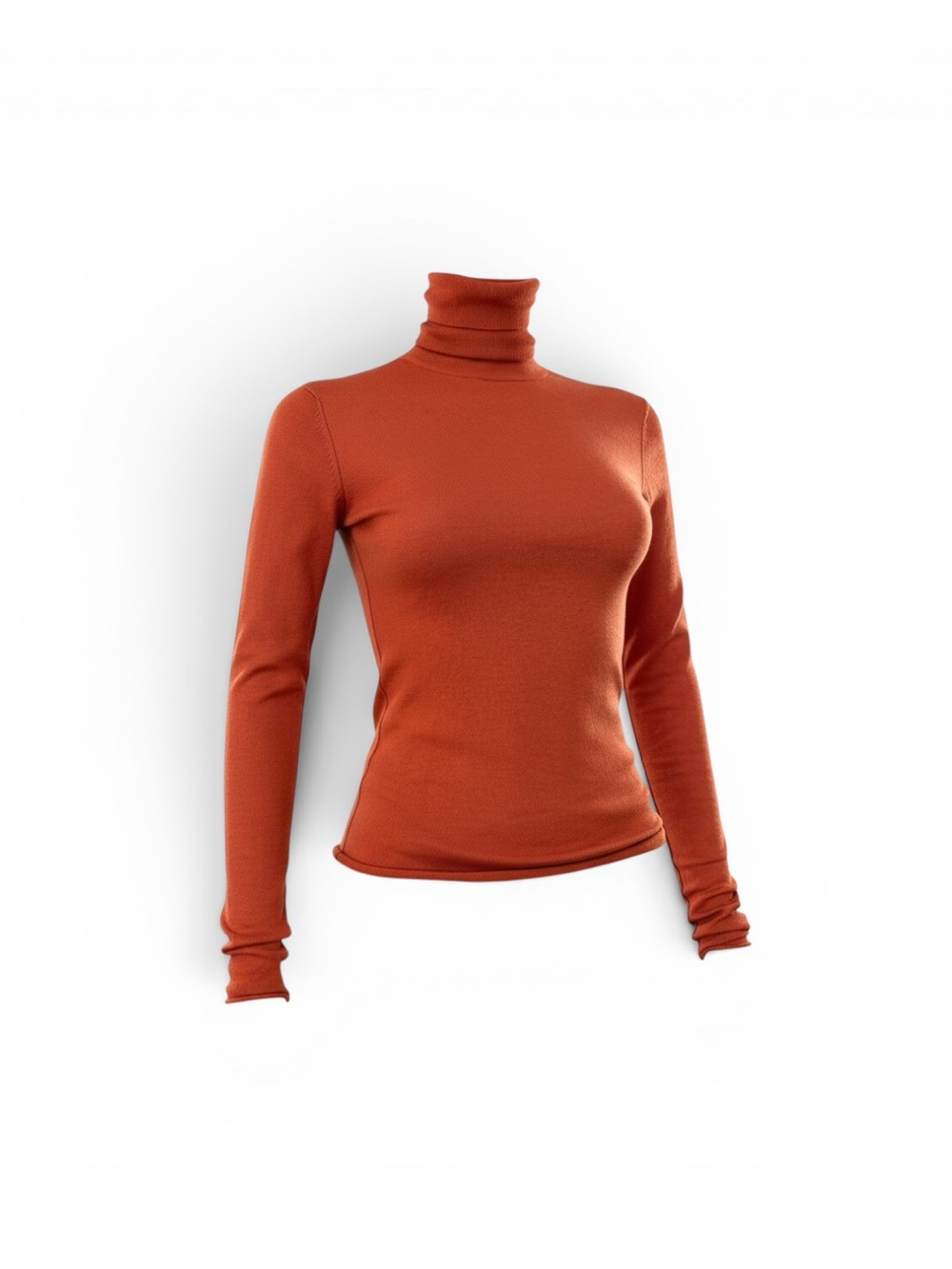 Burberry Brick Red Orange Turtleneck Sweater